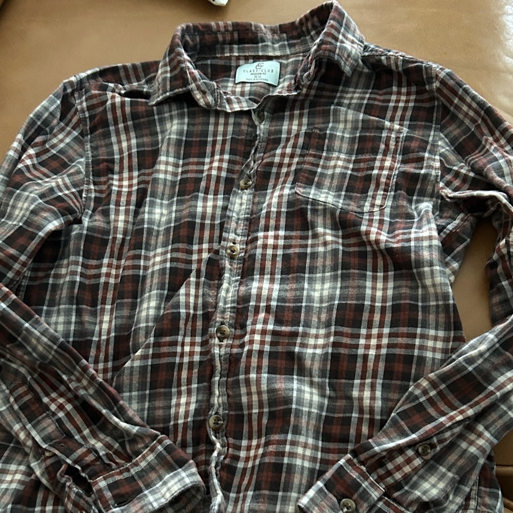 Kid’s Plaid Shirt - Brown and White